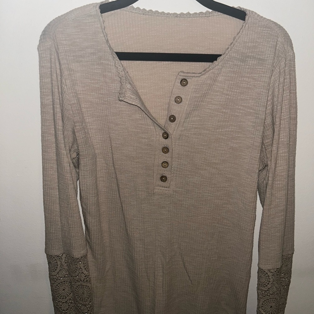 Women's Beige Long Sleeve Top